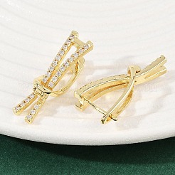 Серьги-кольца из латуни с микропаве из прозрачных кубических цирконий&nbsp;EJEW-G446-02G