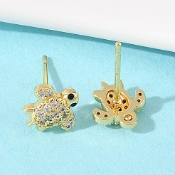 Серьги-гвоздики из циркония&nbsp;EJEW-F400-25A-G