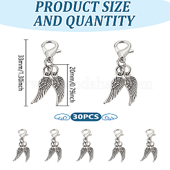 30 шт. подвеска из сплава в виде крыла ангела&nbsp;HJEW-LP00001