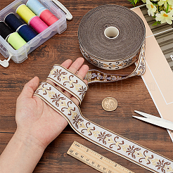 Жаккардовые ленты из полиэстера с цветочным узором длиной 24 м.&nbsp;OCOR-WH0045-22A