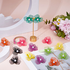 Наборы для изготовления сережек-гвоздиков из искусственного жемчуга и нержавеющей стали 430 в виде цветка своими руками&nbsp;DIY-FH0009-99