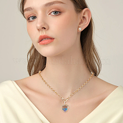 1 шт. латунный медальон с микропаве из прозрачных кубических цирконий и стекла&nbsp;NJEW-NB0001-33A