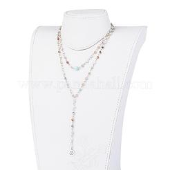 Колье-лари из амазонита с натуральными цветами&nbsp;NJEW-JN01961-02