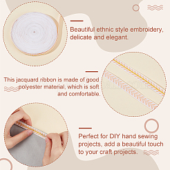 20 ярд ленты из полиэстера с вышивкой в этническом стиле и листьями&nbsp;OCOR-WH0070-109A