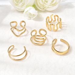 5 шт. открытые манжеты из нержавеющей стали 304 для женщин&nbsp;RJEW-K313-04G