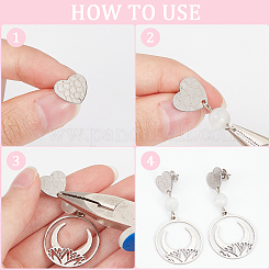 48 шт. 6 стиля текстурированной фурнитуры для сережек-гвоздиков из нержавеющей стали 304 в форме сердца&nbsp;STAS-SP0001-48