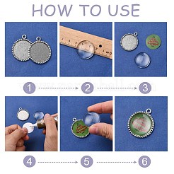 Тибетский стиль старинное серебро литые плоские круглые сеттинги подвеска кабошон&nbsp;X-TIBEP-M022-38AS