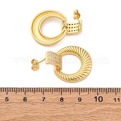 Кольцо латунные микропаве прозрачные кубические цирконии серьги-гвоздики&nbsp;EJEW-R025-08G