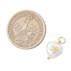 Подвески в форме сердца из натурального барочного жемчуга кеши с фрагментом морской звезды из сплава.&nbsp;PALLOY-JF05014