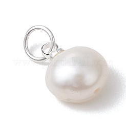 Подвески из натурального культивированного пресноводного жемчуга с двусторонней полировкой и фурнитурой из нержавеющей стали 304.&nbsp;PALLOY-JF05001-02