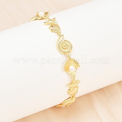 Браслеты из латунной цепочки для женщин&nbsp;BJEW-A090-07A-G