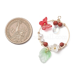 Граненые круглые подвески в виде бабочек из натурального смешанного камня и стекла&nbsp;PALLOY-JF05043