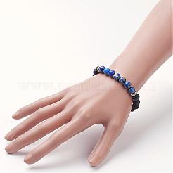 Браслеты из натуральной имперской яшмы (окрашенной) и вулканического камня&nbsp;BJEW-JB02755