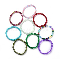 Окрашенные натуральные нефритовые бусины стрейч-браслеты&nbsp;BJEW-G633-A