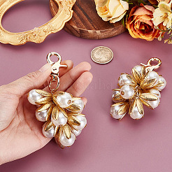 Подвеска в виде цветка из латуни и АБС-пластика с имитацией жемчуга&nbsp;HJEW-PH02010