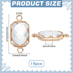 16 шт. латунные подвески-коннекторы из прозрачного стекла&nbsp;FIND-BC0013-16G