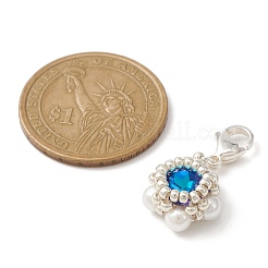 K9 стеклянный кулон со стразами и жемчугом в виде ракушек&nbsp;HJEW-MZ00028