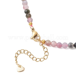 Ожерелья из граненых круглых бусин из натурального разноцветного турмалина диаметром 4.5 мм.&nbsp;NJEW-JN05900