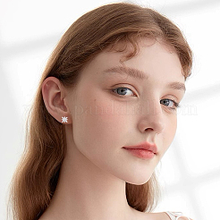 2 пара 925 серег-цветка из стерлингового серебра с микропаве из прозрачных кубических цирконий в форме хряща&nbsp;EJEW-BBC0001-57P