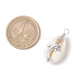 Подвески из натуральной ракушки каури и сплава с морскими животными&nbsp;PALLOY-JF03751-05