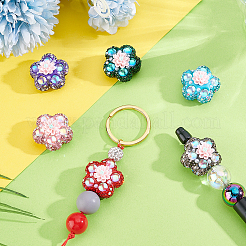 6 шт. 6-цветные бусины из полимерной глины ручной работы со стразами&nbsp;CLAY-PH0002-11