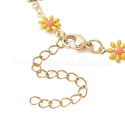 Изготовление браслета-цепочки с латунной эмалью в виде цветка ромашки&nbsp;AJEW-JB01438-02