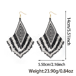 Серьги-кисточки из стеклянного бисера ручной работы&nbsp;JF5291-1