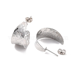 Массивные серьги-гвоздики в форме буквы С из нержавеющей стали марки 304&nbsp;EJEW-P198-08P