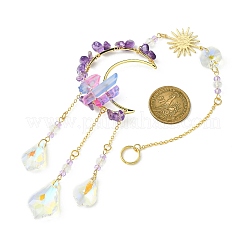 Украшение подвесок из натурального аметиста и стекла&nbsp;HJEW-JM01479-03