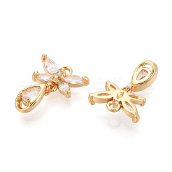 Латунные микропаве прозрачные подвески с фианитом&nbsp;KK-T078-05G-01