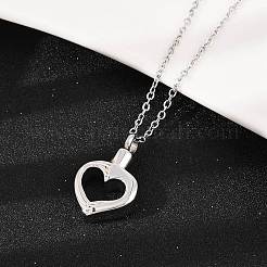 304 нержавеющая сталь кулон в форме сердца урна для праха домашних животных ожерелья&nbsp;LS-NJEW-S455-03P
