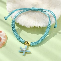 Браслеты-подвески из сплава с эмалью в форме морской звезды&nbsp;BJEW-JB09883-02