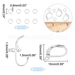 40 шт. фурнитура для серег с застежкой-молнией из нержавеющей стали 201&nbsp;STAS-UN0041-84
