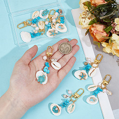 8 шт. 4 стиля синтетических бирюзовых бусин и ракушек подвеска украшения&nbsp;HJEW-GO00212