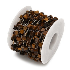 Цепи из кубических звеньев с бусинами из нержавеющей стали 304&nbsp;CHS-B011-02G-04