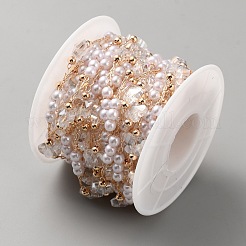 Латунные стеклянные бабочки и пластиковые цепочки из бисера с имитацией жемчуга&nbsp;CHC-TAC0011-03G