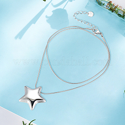 1 шт. Звезда 304 нержавеющая сталь кулон круглая змея цепи ожерелья&nbsp;NJEW-BBC0001-47P