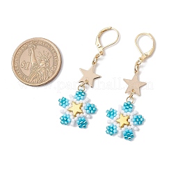 Латунные стеклянные бусины цветы серьги-гвоздики&nbsp;EJEW-MZ00426-03