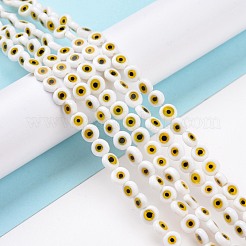 Ручной сглаза Lampwork плоские круглые пряди шарик&nbsp;LAMP-L058-6mm-22