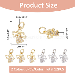 12шт 2 цвета латунные микро проложить кубический цирконий шармы&nbsp;KK-FH0007-76