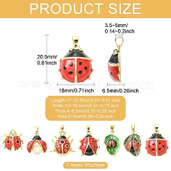 7 шт. 7 стиля латунных эмалевых подвесок&nbsp;KK-CJ0003-79