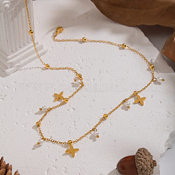 Элегантные женские ожерелья с подвесками в виде креста и круглых бусин из нержавеющей стали 304 и искусственного жемчуга&nbsp;YC6903