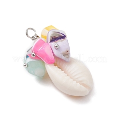 Подвески из натуральных ракушек каури и окрашенных натуральных ракушек трохид&nbsp;PALLOY-JF04584-02