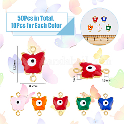 50 шт. 5 цвета сглаза эмалированные подвески из нержавеющей стали 304&nbsp;STAS-DC0013-22