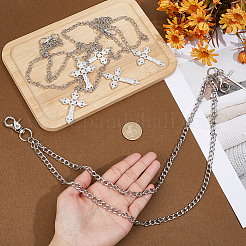 2 шт. 2 стиля цинковый сплав двухслойный ремень с крестообразными цепями&nbsp;AJEW-HY0002-27