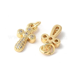 Подвески-крестики из латуни с микропаве и прозрачным кубическим цирконием&nbsp;ZIRC-I071-17G