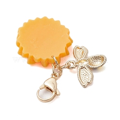 Подвесные украшения из смолы и эмали из сплава подсолнечника в форме пчелы&nbsp;HJEW-JM01995