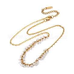 Ожерелья из нержавеющей стали 304 с дисковым кластером из прозрачных кубических цирконий&nbsp;NJEW-Q050-02G