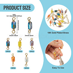 50 шт. 5-цветные гальванизированные стеклянные граненые прямоугольные соединительные подвески&nbsp;KK-TA0003-31