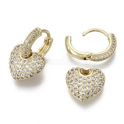 Серьги-кольца Huggie с подвесками из латуни с фианитами и кубическим цирконием&nbsp;KK-R137-017B-NF